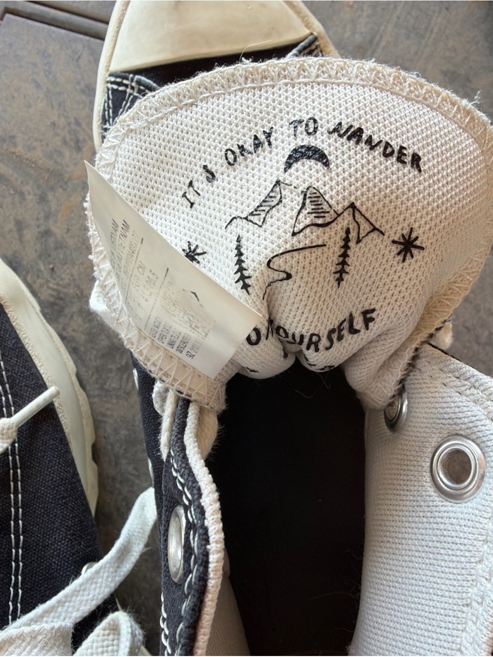 Converse Black High-Top Sneakers with White Accents and Floral Embroidery - Picture 7 of 9
